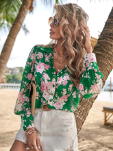 Floral Print Button Front Blouse